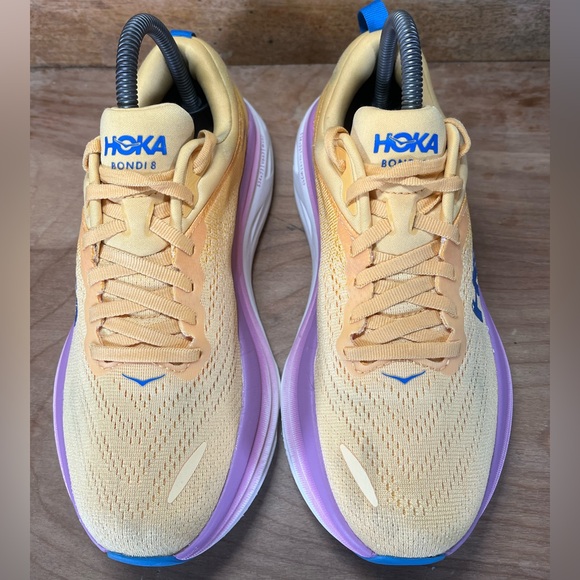 Hoka One One Bondi 8 REFLECTIVE Womens Size 7 Running Shoes Sneakers Orange - Picture 3 of 13